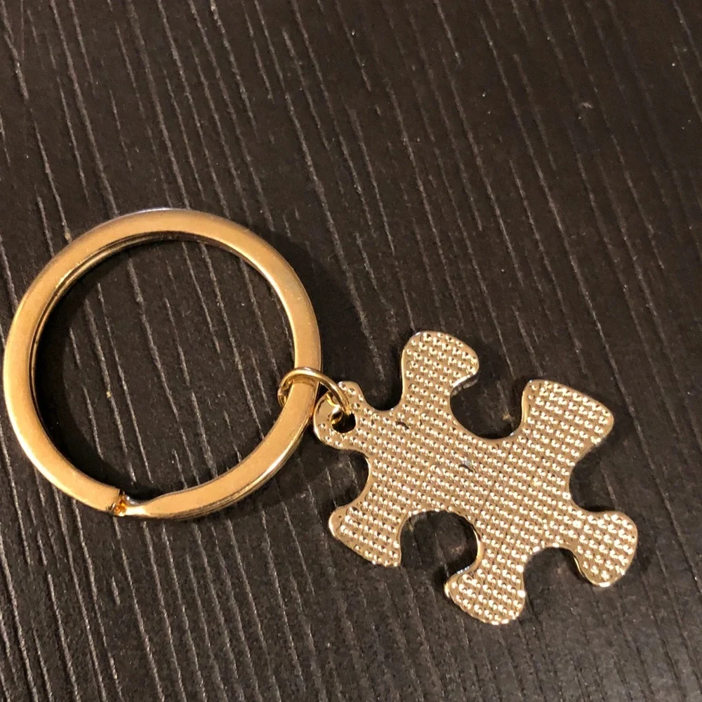 Gold Puzzle Piece Keychain Set - 